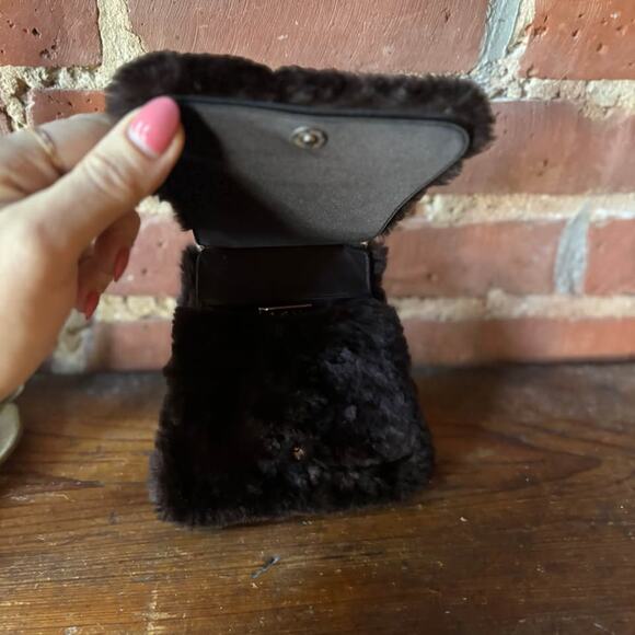Vintage Judith Leiber Black Shearling Wool Fur Clutch Evening Bag Purse Handbag - Picture 4 of 6